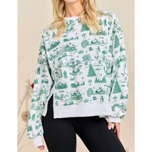 NEW MAINSTRIP anabelle holiday toile top in green